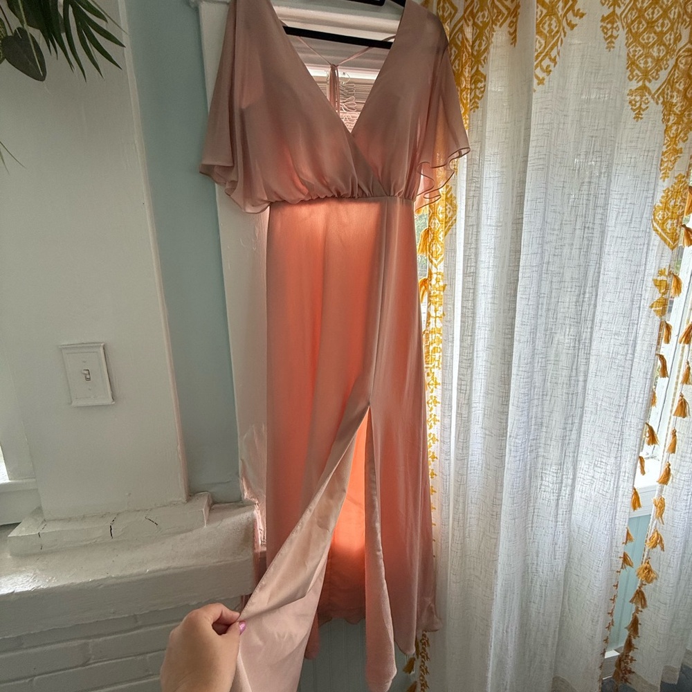 Elegant Bridesmaid Pink Chiffon Dress